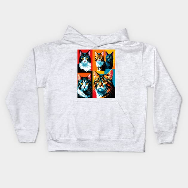 Pop Art Cat Portraits Kids Hoodie by Banyu_Urip